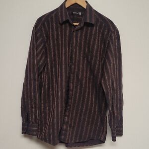 St. Croix 100% Cotton Black and Brown Striped Men's Shirt